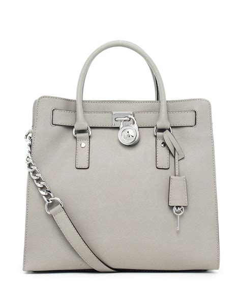 michael kors hamilton large tote pearl gray|Michael Kors saffiano large tote.